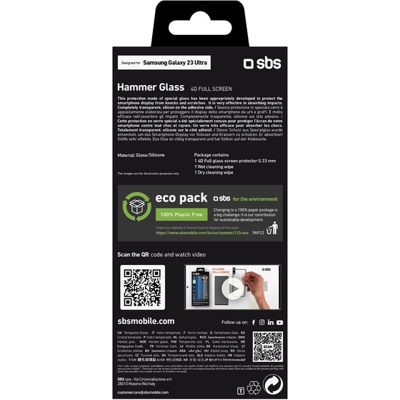 Προστατευτικό οθόνης Samsung Galaxy S23 Ultra - Sbs 4D Hammer Glass Full Screen image 1