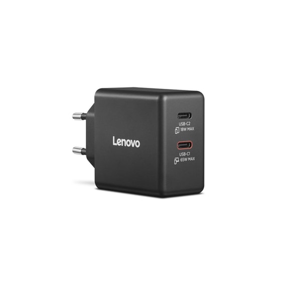 Τροφοδοτικό Λάπτοπ Lenovo 65W Dual USB-C - Μαύρο image 1