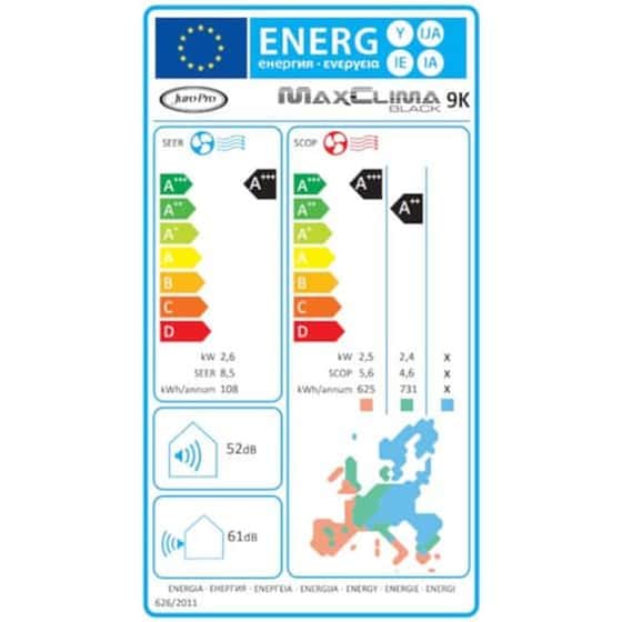 JURO-PRO MaxClima Black Κλιματιστικό Inverter 9.000 BTU A+++/A+++ με WiFi image 6