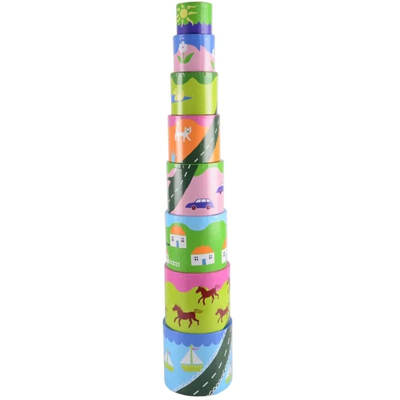 Παιχνίδι Στοίβαξης Magni Κύλινδροι Τοπία (σετ 8τμχ)