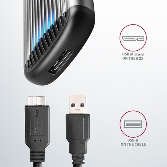 AXAGON EEM2-SA USB Micro-B 3.2 Gen 1 Θήκη για M.2 SATA SSD 30-80mm Screwless image 5