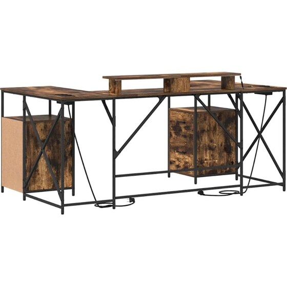 Γραφείο VidaXL από Επεξεργασμένο Ξύλο 182x101x87,5 cm - Καπνιστή Δρυς image 8