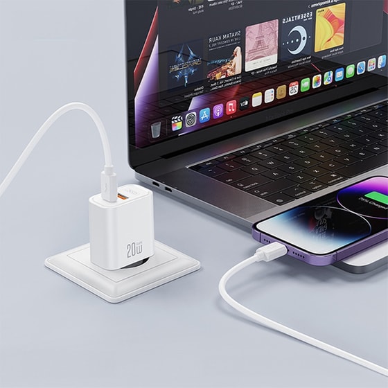 Φορτιστής Πρίζας XO CE40 χωρίς Καλώδιο USB-A & USB-C 20W Quick Charge 4.0 - Λευκό image 1