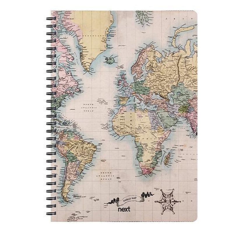 Τετράδιο Σπιράλ Next 2 Θεμάτων Trends World Map Ii70 Φύλλων NEXT