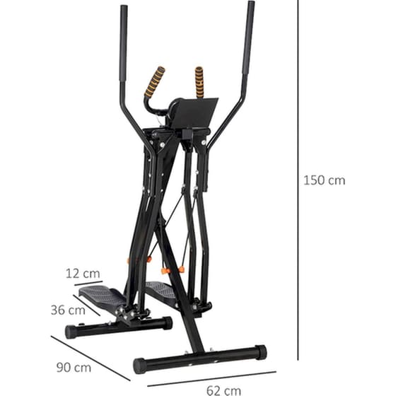 Ελλειπτικό Μηχάνημα Homcom  A90-322V00BK Air Walker Μηχανικό - Μαύρο image 1