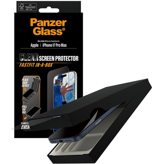 Προστατευτικό οθόνης Apple iPhone 17 Pro Max - PanzerGlass FastFit in-a-box - Ultra-Wide Fit Screen Protection image 4