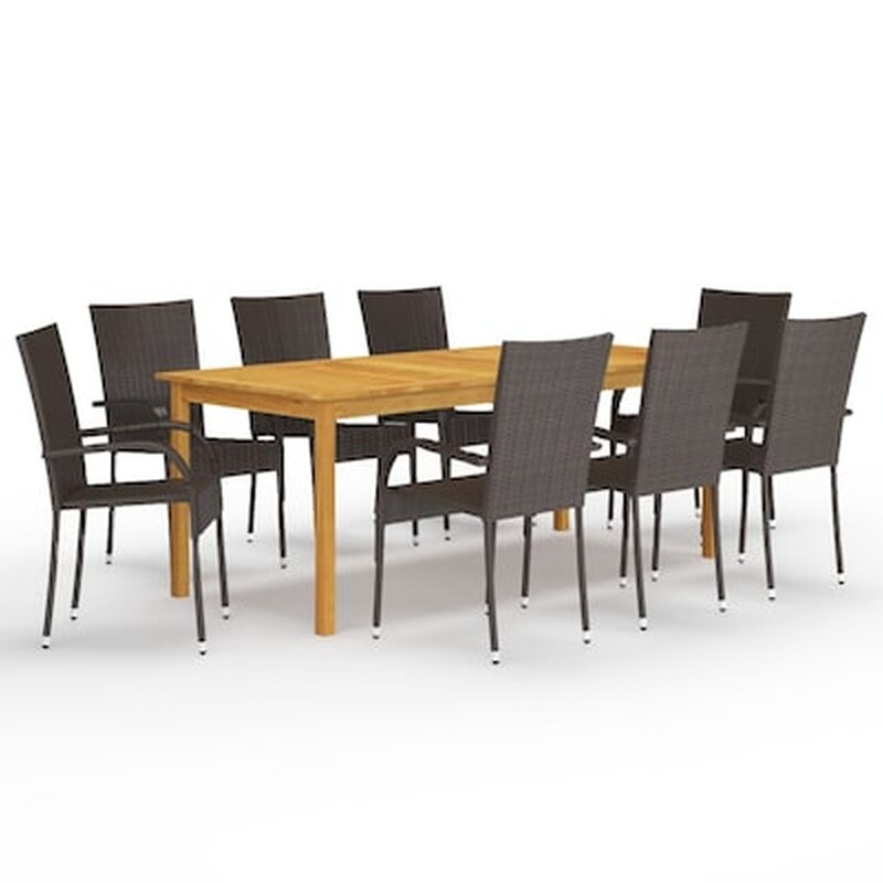 Vidaxl Σετ Τραπεζαρίας Κήπου 9 Τεμαχίων Καφέ VIDAXL