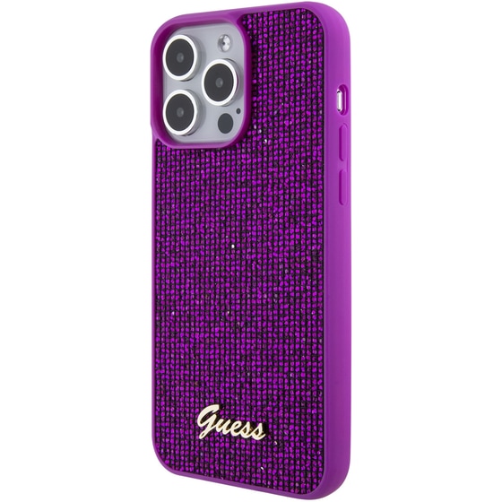 Θήκη Apple iPhone 15 Pro Max - Guess Disco Script Metal Logo Collection - Φουξία image 2
