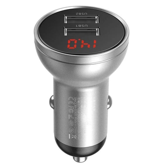 Baseus Φορτιστής Αυτοκινήτου Digital Display - Ασημί image 0