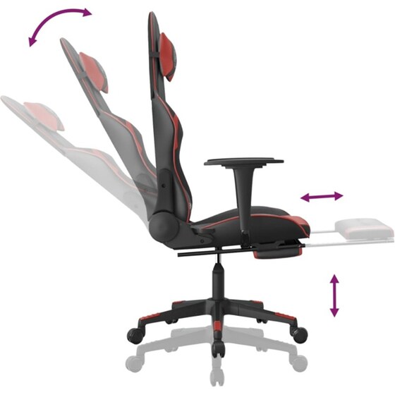 Καρέκλα Gaming VIDAXL 345464 με Υποπόδιο από Τεχνητό Δέρμα - Μαύρο image 6