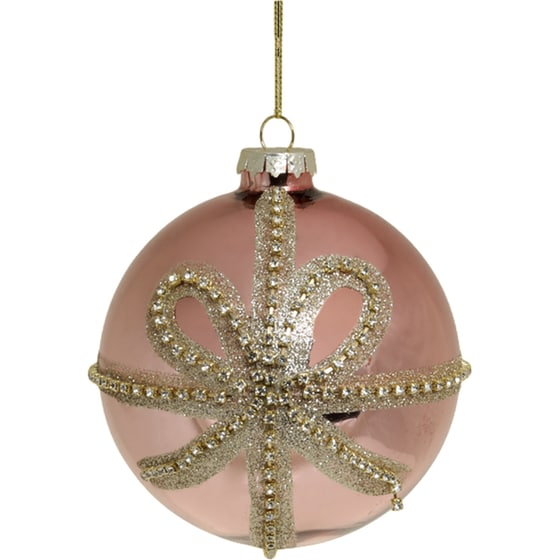 Μπάλα Chic Antique Γυάλινη με Κορδέλα Ροζ image 0