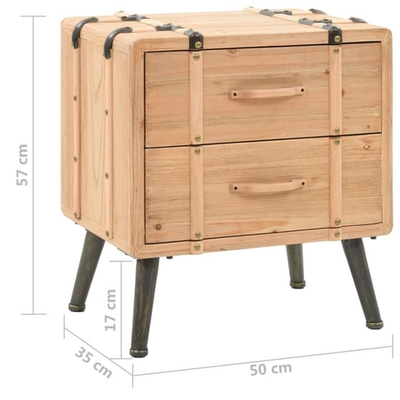 Κομοδίνο Vidaxl Από Μασίφ Ξύλο Ελάτης 50x35x57 cm - Φυσικό image 7