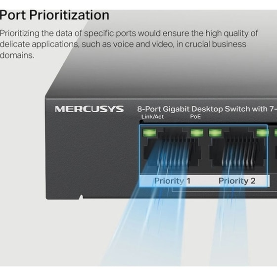 Mercusys MERMS108GP v1 Unmanaged L2 PoE+ Switch με 8 Θύρες Gigabit (1Gbps) Ethernet image 7