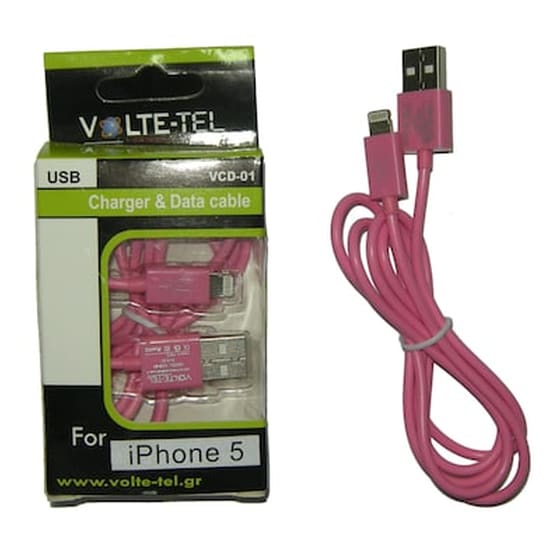 Καλώδιο δεδομένων Volte-tel Vcd01 Usb to Lightning 1m - Pink image 0