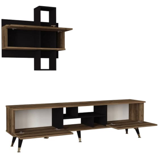 Έπιπλο Τηλεόρασης 24Mall Boom από Μοριοσανίδα 180x35x49 cm - Καφέ/Μαύρο image 2