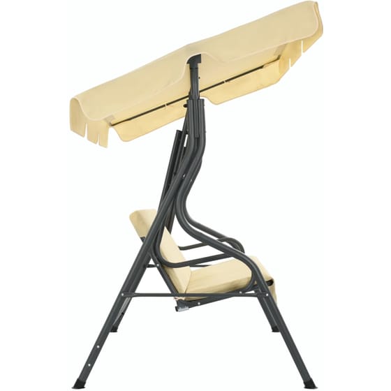 Κούνια Κήπου VidaXL με Σκίαστρο από Χάλυβα 170x110x153 cm - Λευκό Κρεμ image 1