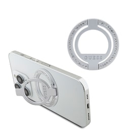 Guess Magsafe Ring Stand With Rhinestones Μοντέρνο Pop Holder Για Smartphone Σε Ασημί Χρώμα Με Στρας