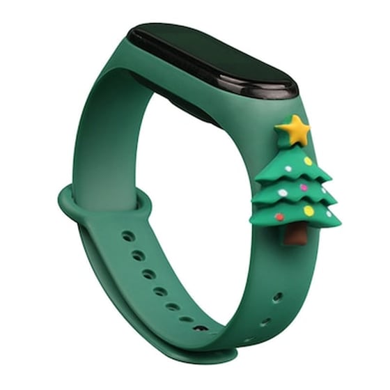 Λουράκι Hurtel Christmas Holidays για Xiaomi Mi Band 3/Mi Smart Band 4 - Dark Green Christmas Tree 1 image 0