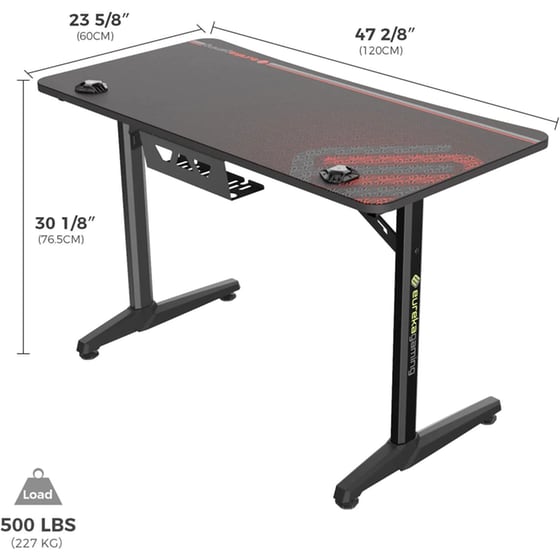 Γραφείο Gaming Eureka Ergonomic ERK-GIP-P47B/I47 από Carbon Fiber 120x60cm - Μαύρο image 4