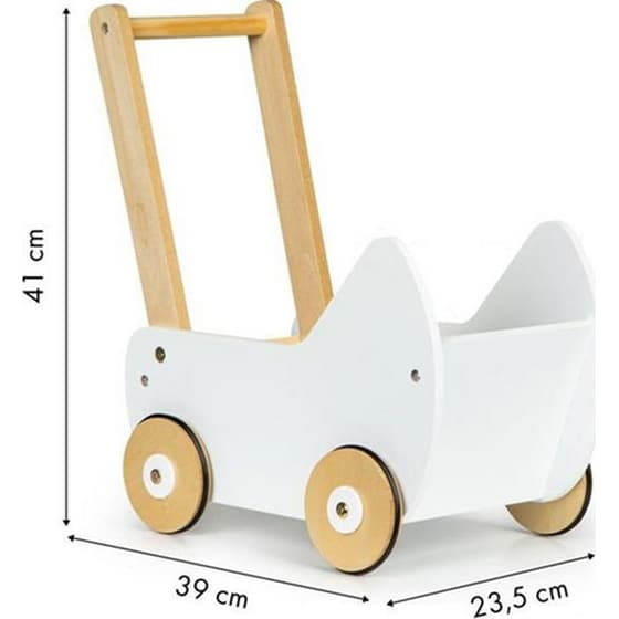 Παιδικό Ξύλινo Ecotoys Esc-w-0173 Καρότσι Για Κούκλες Σε Λευκό Χρώμα - 39x23.5x41 cm image 3