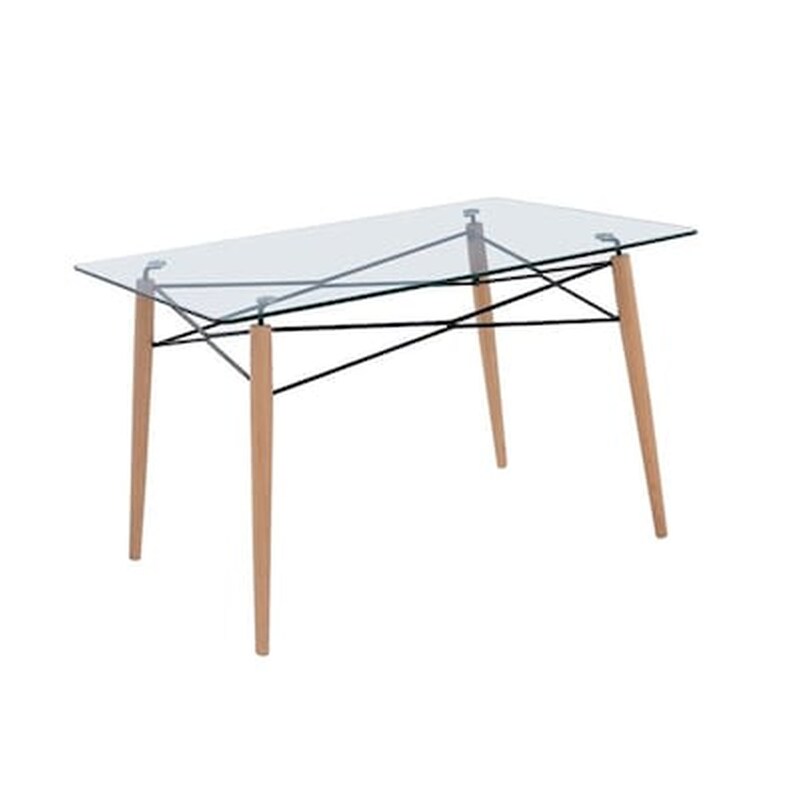 WOODWELL Τραπέζι Woodwell Ξύλο/Γυαλί 10mm C10200 120x80x74 cm - Μαύρο/Καφέ