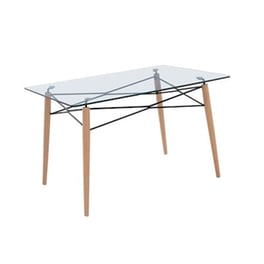 Τραπέζι Woodwell Ξύλο/Γυαλί 10mm C10200 120x80x74 cm - Μαύρο/Καφέ