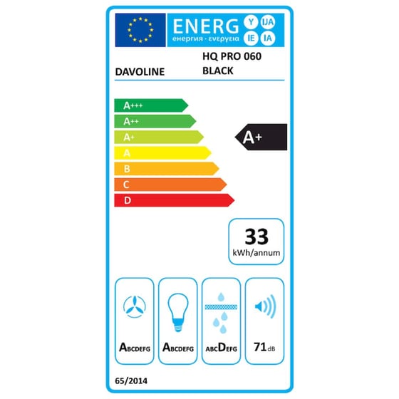 DAVOLINE HQ PRO BL 060 59.8 cm Μαύρο Απορροφητήρας Συρόμενος image 3