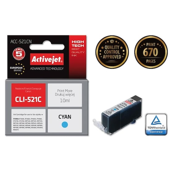 Συμβατό Canon Cli-521 Κυανό Μελάνι Εκτυπωτή Cli-521c image 0