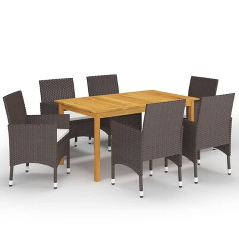 Vidaxl Σετ Τραπεζαρίας Κήπου 7 Τεμ. Καφέ VIDAXL