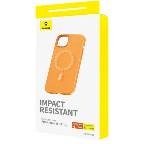 Θήκη Apple iPhone 15 - Baseus Fauxther Series Case με MagSafe - Πορτοκαλί image 2