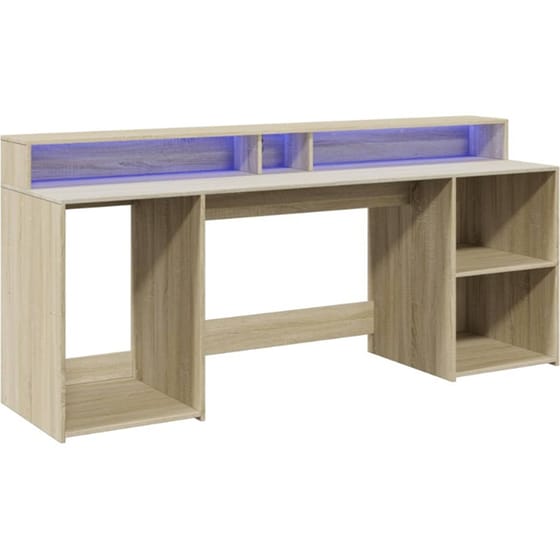 Γραφείο VidaXL με LED από Επεξεργασμένο Ξύλο 200x55x91 cm - Sonoma Δρυς image 4