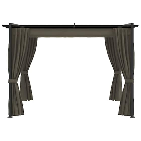 Κιόσκι Vidaxl Ατσάλινο με Κουρτίνες 300x300cm - Taupe image 2