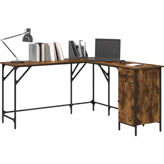 Γραφείο VidaXL από Επεξεργασμένο Ξύλο 141x141x75 cm - Καπνιστή Δρυς image 3