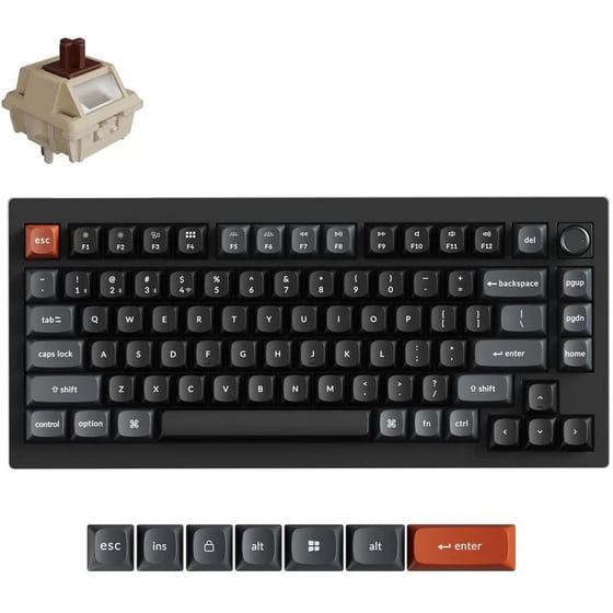 Keychron V1 Ultra 8K V1U-D1 Ασύρματο Gaming Μηχανικό Πληκτρολόγιο με Red διακόπτες και RGB φωτισμό - Μαύρο (US) image 2