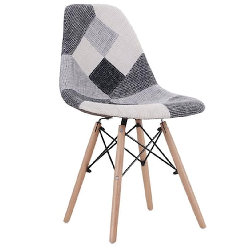 ESMARKET Καρέκλα Esmarket Corylous Patchwork Ύφασμα/Ξύλο 51x46x82cm - Λευκό/Μαύρο
