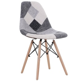Καρέκλα Esmarket Corylous Patchwork  Ύφασμα/Ξύλο 51x46x82cm - Λευκό/Μαύρο