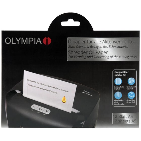 Χαρτί με λάδι για καταστροφείς εγγράφων Olympia 9130 12 τμχ Α5 image 1