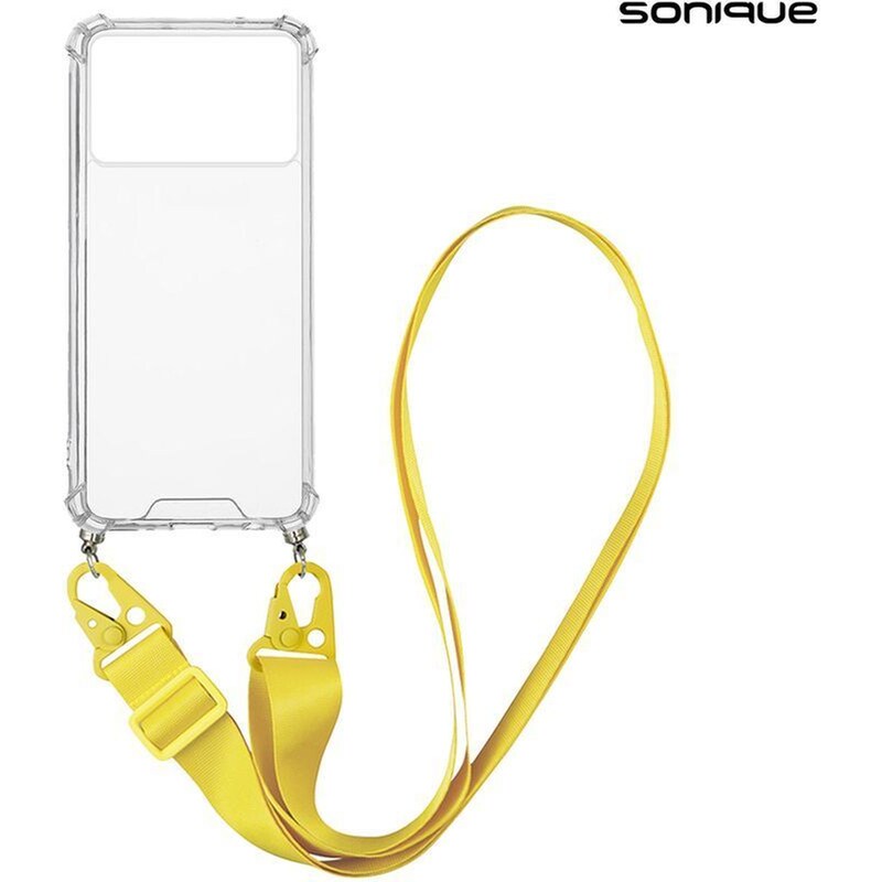 SONIQUE Θήκη Σιλικόνης Με Strap Sonique Armor Clear Xiaomi Poco X6 Pro 5g Κίτρινο