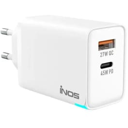 Φορτιστής Πρίζας Inos INOSNS-71858 1x USB-A, 1x USB-C 45 W - Λευκό