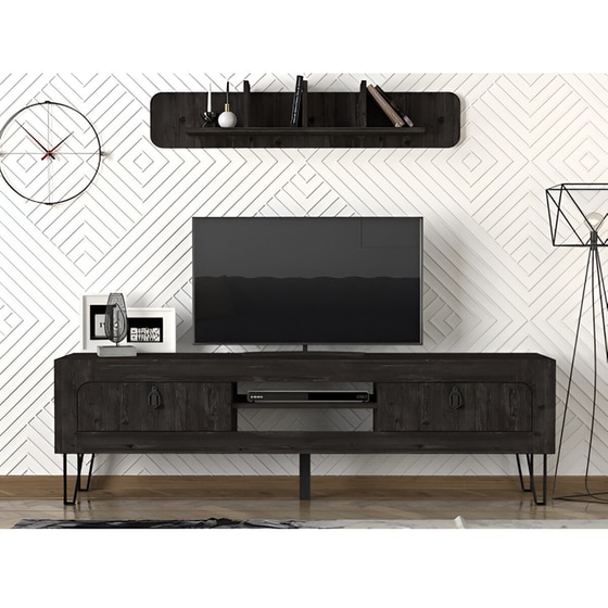 Έπιπλο Τηλεόρασης 24Mall Ortigia από Μοριοσανίδα 180x29.5x55 cm - Σκούρο Καφέ image 5