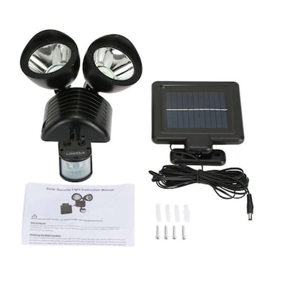 Διπλός Ηλιακός Led Προβολέας 3.7 V Με Ανιχνευτή Κίνησης Και Φωτοβολταϊκό Συλλέκτη Hoppline Hop100069 image 4