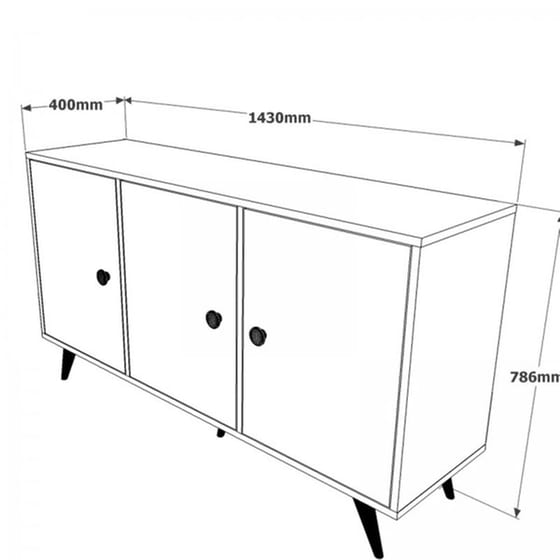 Μπουφές 24Mall Neroo από Μοριοσανίδα/Μέταλλο 143x40x78.6 cm - Μαύρος image 3
