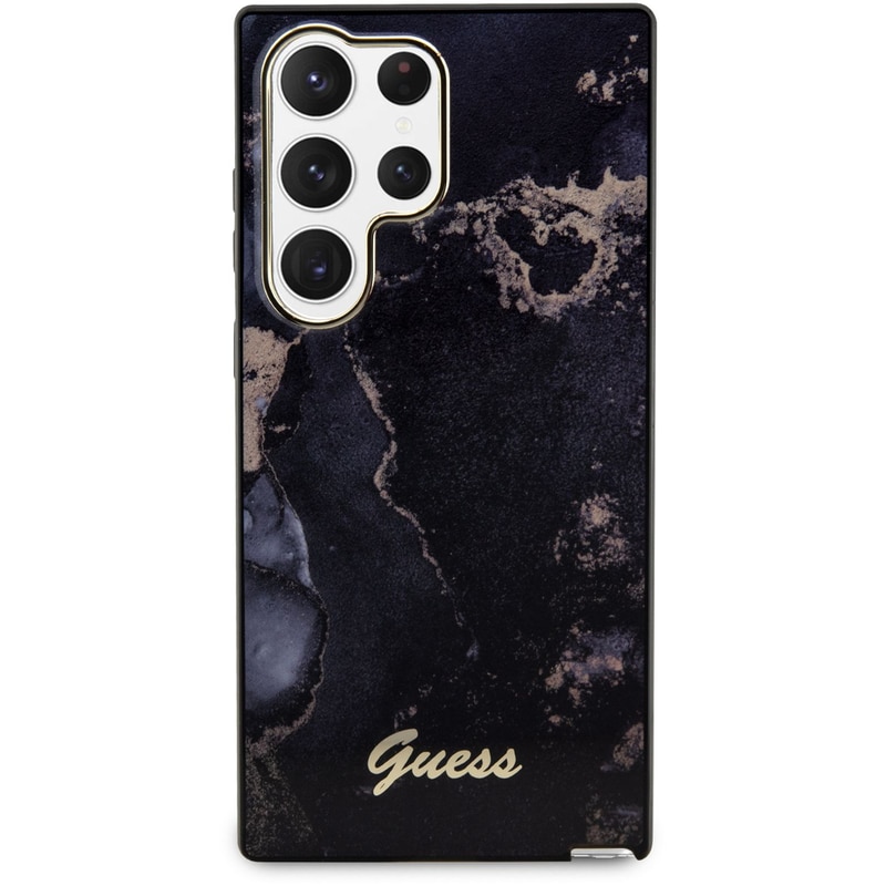 GUESS Θήκη Samsung Galaxy S23 Ultra S918 - Guess 4g Logo Collection Hardcase Golden Marble Collection - Μαύρο