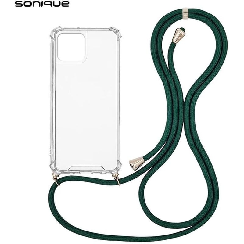 Θήκη Apple iPhone 15 - Sonique Armor Clear Με Κορδόνι - Πράσινο