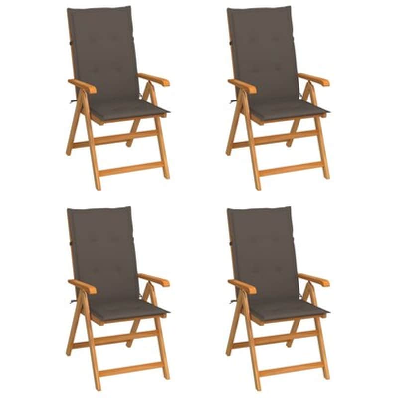 Vidaxl Καρέκλες Κήπου 4 Τεμ. Από Μασίφ Ξύλο Teak Με Taupe Μαξιλάρια