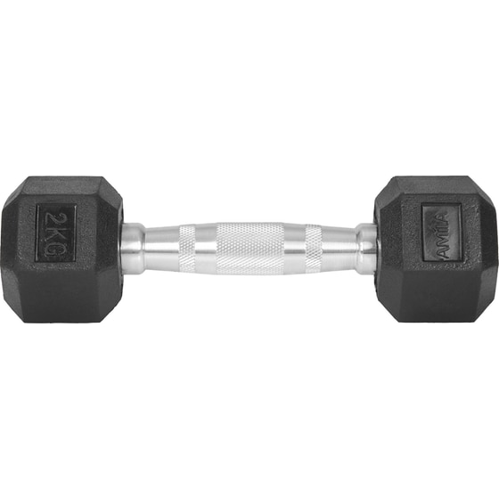 Βαράκι Εξάγωνο 2kg Amila Rubber Cover Class A 84535 από Χυτοσίδηρο - Μαύρο image 2