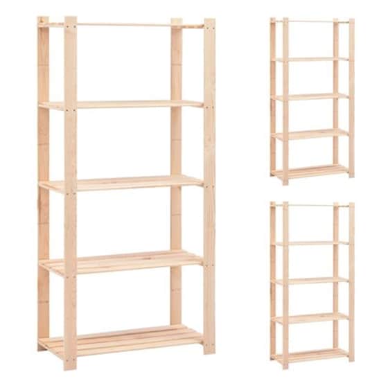 Vidaxl Ραφιέρες 5 Επιπέδων 3 Τεμ 250 Κ 80x38x170 Εκ Μασίφ Ξύλο Πεύκου image 1