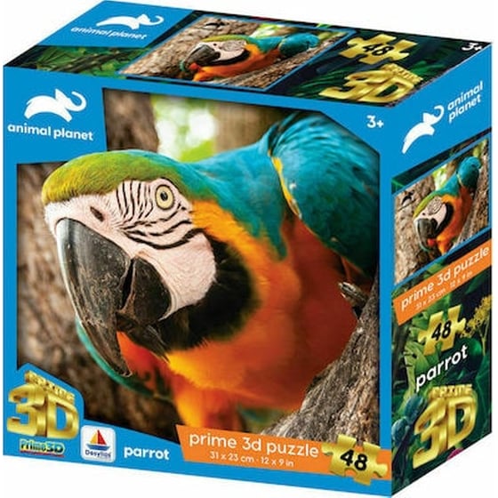 3D Παζλ Prime Animal Planet Parrot Desyllas Games (48 Κομμάτια) image 0