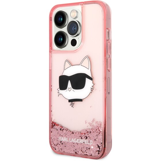 Θήκη Karl Lagerfeld iPhone 14 Pro Max - Karl Lagerfeld Choupette's Head Nft Liquid Glitter Case - Ροζ image 4