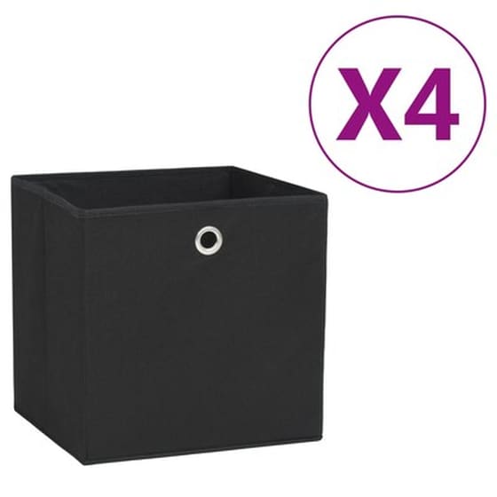 Κουτιά Αποθήκευσης Vidaxl Σετ 4 Τμχ από Ύφασμα 28x28x28 cm - Μαύρα image 1